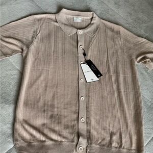 Men's Beige Casual Button Down Shirt